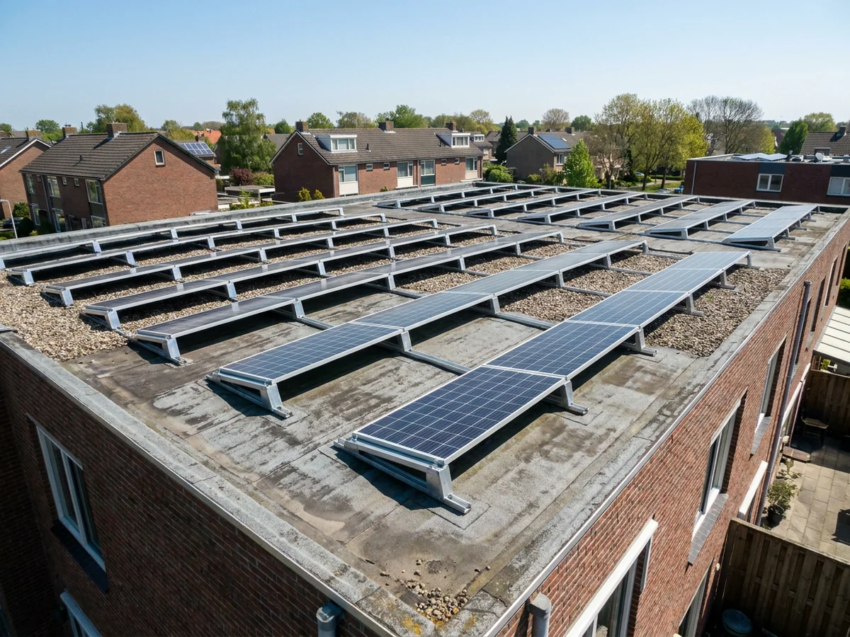 Zonnepanelen op een plat dak: opstelling, hellingshoek en bevestiging